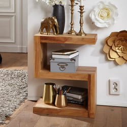 Table dappoint en bois massif FineBuy - Bout de canapé 44x60x30cm - Marron clair