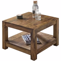 Table Basse Bois Massif - FINEBUY - 60x45x60cm - Marron foncé - Classique - Intemporel