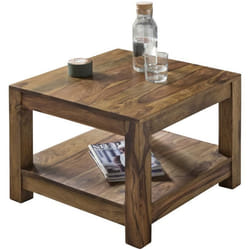 Table Basse Bois Massif - FINEBUY - 60x45x60cm - Marron foncé - Classique - Intemporel