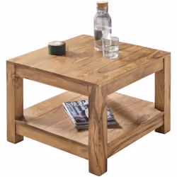 Table Basse Bois Massif - FINEBUY - 60x45x60cm - Marron clair - Maison de campagne