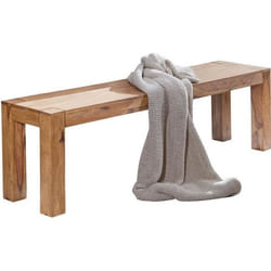 Banc de cuisine en bois massif acacia - FineBuy - 120 cm - Marron clair - Style classique intemporel
