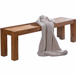 Banc de cuisine en bois massif Sheesham FineBuy - Salle à manger - 140 cm - Marron foncé