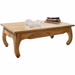 Table Basse Bois Massif - FINEBUY - 110x40x60cm - Style Maison de Campagne - Marron Clair