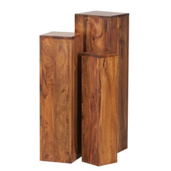 Finebuy Sheesham tables de chevet en bois massif ensemble de 3 pilier New