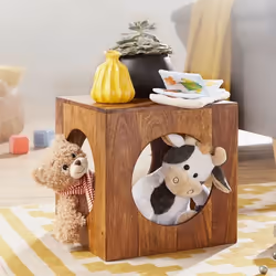 Table dappoint en bois massif Sheesham - FINEBUY - Cube 35x35x35cm - Espace de rangement