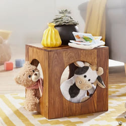 Table dappoint en bois massif Sheesham - FINEBUY - Cube 35x35x35cm - Espace de rangement