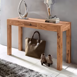 Table console en bois massif - FINEBUY - 120x70x40cm - 1 tiroir - Style classique intemporel