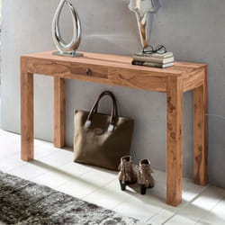 Table console en bois massif - FINEBUY - 120x70x40cm - 1 tiroir - Style classique intemporel