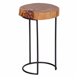 Table dappoint en acacia - FINEBUY - Design contemporain - 28x28x45cm - Bois massif et métal noir
