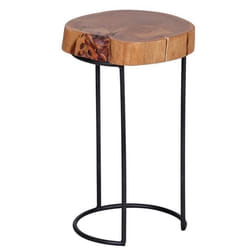 Table dappoint en acacia - FINEBUY - Design contemporain - 28x28x45cm - Bois massif et métal noir