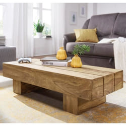Table Basse Bois Massif - FINEBUY - 120x30x45cm - Style Maison de Campagne - Marron