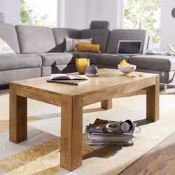 Table Basse Bois Massif - FINEBUY - 110x40x60 cm - Marron clair - Maison de campagne
