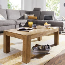 Table Basse Bois Massif - FINEBUY - 110x40x60 cm - Marron clair - Maison de campagne