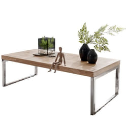 FineBuy Table Basse Bois Massif Métal 120x40x60cm Table dappoint Table de salon [Acacia]
