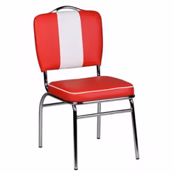 Chaise de salle à manger rembourrée América - FINEBUY - Rouge - Métal / Cuir synthétique