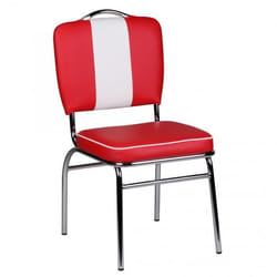 Chaise de salle à manger rembourrée América - FINEBUY - Rouge - Métal / Cuir synthétique
