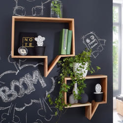 Wohnling Ensemble de 2 étagères murales en bois massif Cubes de titulaire de journal Acacia New