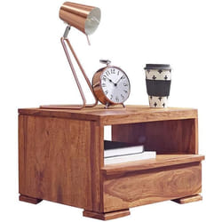 Table de chevet en bois massif 40x30x40 cm avec tiroir - FineBuy - Sheesham