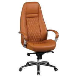 FineBuy Design Chaise bureau Chaise exécutif Ergonomique Chaise de pivotant Cuir [Caramel]