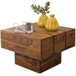 Table dappoint en bois massif - FINEBUY - Sheesham - Carré - 44x30x44cm