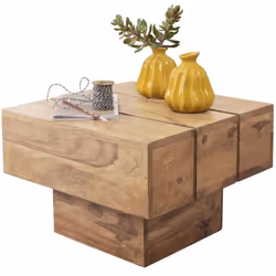 Table dappoint en bois massif - FINEBUY - Carré - Marron clair - 44x30x44cm