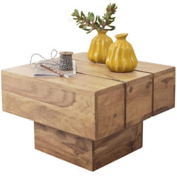 Table dappoint en bois massif - FINEBUY - Carré - Marron clair - 44x30x44cm