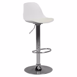Tabouret de Bar Blanc - FINEBUY - Réglable en Hauteur - Assise Rembourrée - Capacité de Charge 110 kg