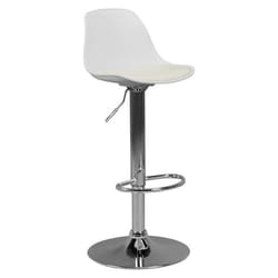Tabouret de Bar Blanc - FINEBUY - Réglable en Hauteur - Assise Rembourrée - Capacité de Charge 110 kg