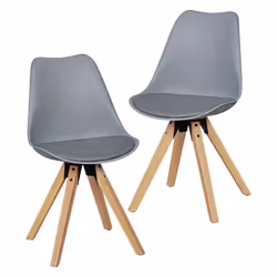 Chaise de salle à manger rétro - FINEBUY - Lot de 2 - Gris - Sans accoudoirs - Design scandinave