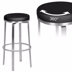 Tabouret de Bar FINEBUY - Métal Noir - Assise rembourrée - Design Moderne