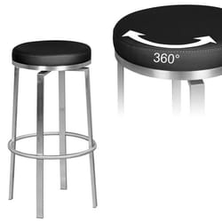 Tabouret de Bar FINEBUY - Métal Noir - Assise rembourrée - Design Moderne