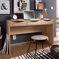 Table de bureau design FineBuy 120 cm - Sonoma chêne - 3 tiroirs - espace de stockage