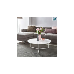13casa - Table basse ronde 80x80x33 cm plateau et piétement blanc