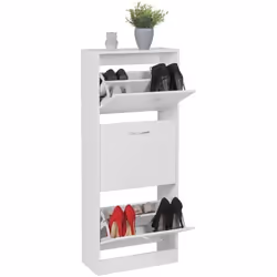 FineBuy Étagère à chaussures Bois 50x125x24cm Blanc Armoire chaussures 18 paires