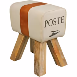 Tabouret en bois massif rembourré rétro séjour - FINEBUY - Petit 30x47x40 cm - Canvas
