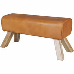 Banc en cuir 90 cm Bois Massif Rembourré - FINEBUY - Style rétro - Marron