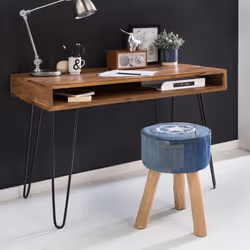 Table de Bureau - FINEBUY - 110 x 60 cm - Bois Massif - Marron - Laqué