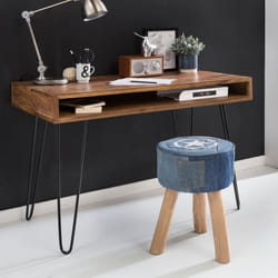 Table de Bureau - FINEBUY - 110 x 60 cm - Bois Massif - Marron - Laqué