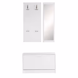 Porte Manteau avec 4 Crochets Armoire à Chaussures Vestiaire dEntrée - FINEBUY - Blanc - Classique - Intemporel