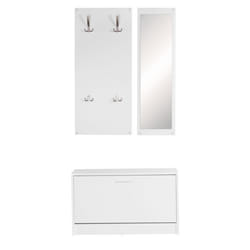 Porte Manteau avec 4 Crochets Armoire à Chaussures Vestiaire dEntrée - FINEBUY - Blanc - Classique - Intemporel