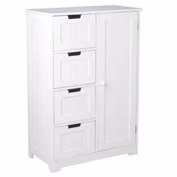 Armoire Salle de Bain - FINEBUY - Blanc - 56 x 30 x 83 cm - Style Campagne - Meuble à poser au sol
