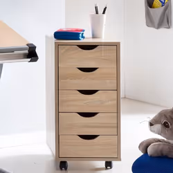 Caisson de Bureau FINEBUY - Modèle Petite avec Tiroir - Marron Sonoma - Meuble de Bureau a Roulette