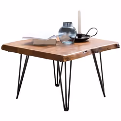 FineBuy Table Basse Bois Massif Métal 56x38x51cm Table dappoint Table de salon