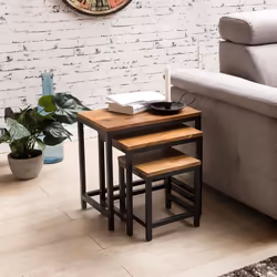 FineBuy Tables gigogne Bois Massif Table dappoint Lot de 3 Table Basse Ensemble
