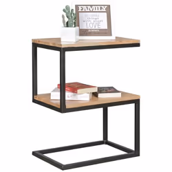 Table dappoint en bois massif FINEBUY - Bout de canapé 45x60x30cm - Capacité de charge 40kg - Marron clair