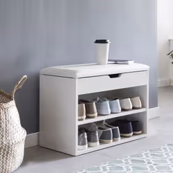 Banc de Rangement à Chaussure - FINEBUY - 60x40x30 cm - Blanc - Meuble d’entrée - Contemporain - Design