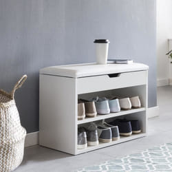 Banc de Rangement à Chaussure - FINEBUY - 60x40x30 cm - Blanc - Meuble d’entrée - Contemporain - Design