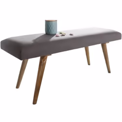 Banc en tissu rembourré 117 cm en bois massif - FINEBUY - style rétro - gris