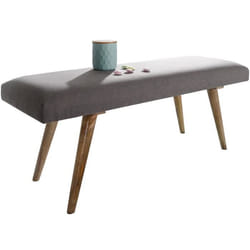 Banc en tissu rembourré 117 cm en bois massif - FINEBUY - style rétro - gris