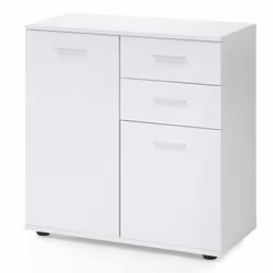 Commode SVEA - FINEBUY - Buffet bas - Bois - Blanc - 2 portes - 1 tiroir